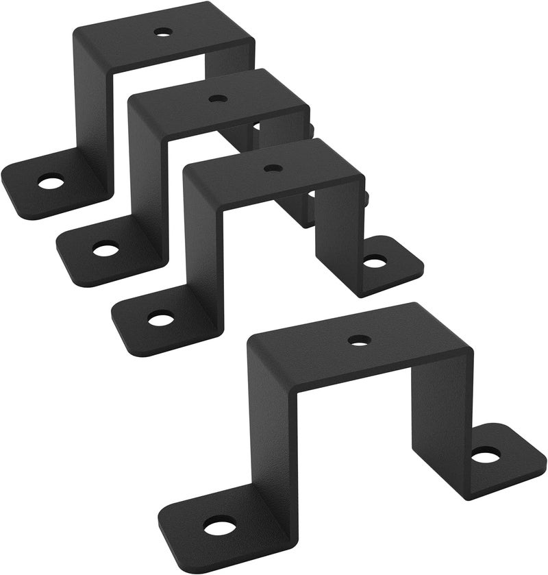 Wpbhk4 Pcs Square Tube Strap Clamp, Strap Post Ties, Black Deck Fence Post Tie Bracket, Square Tube Buckle, U-Shaped Pipe Clamp Bracket - Image 1